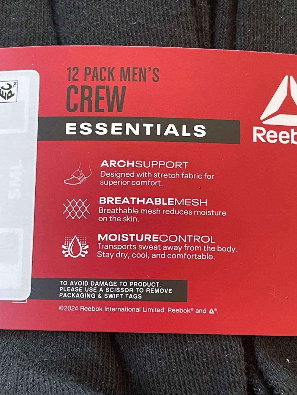 Reebok Men's White Crew Athletic Socks - Pack - Picture 4 of 4
